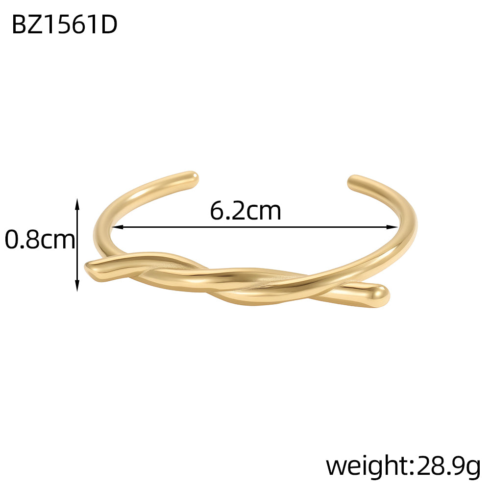 For Unisex Geometric Three-dimensional Bangle In Titanium Steel With 18K Gold Plated PVD Coating