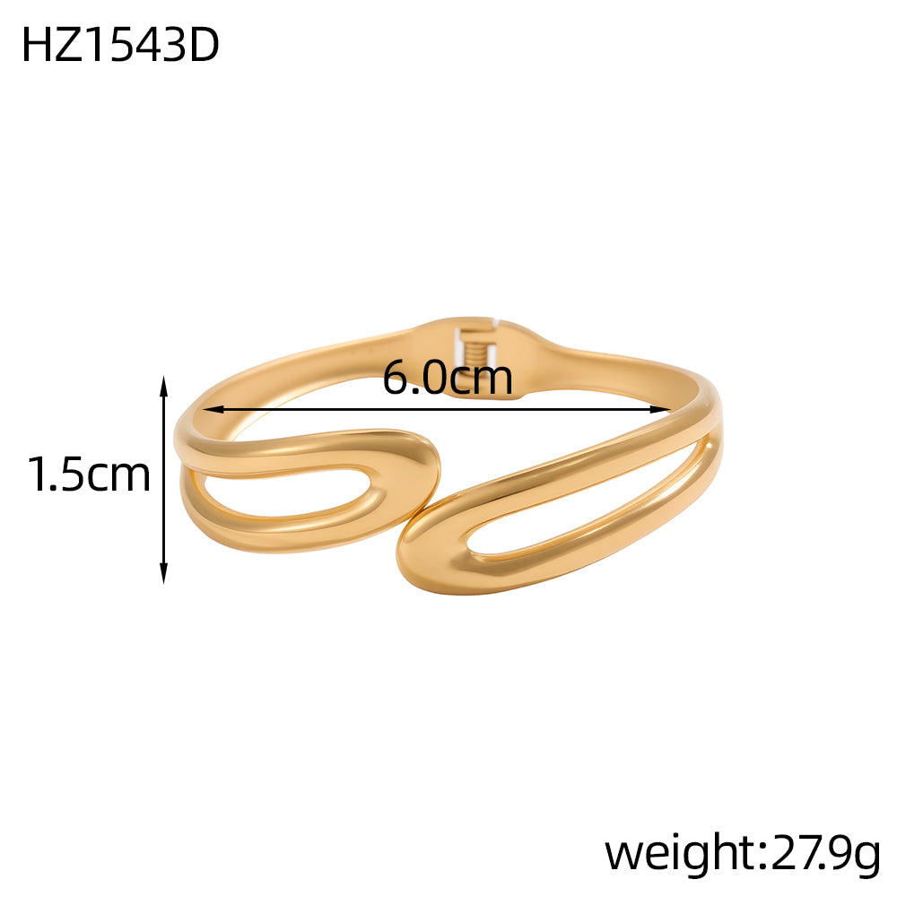 For Unisex Geometric Three-dimensional Bangle In Titanium Steel With 18K Gold Plated PVD Coating