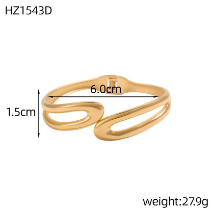 For Unisex Geometric Three-dimensional Bangle In Titanium Steel With 18K Gold Plated PVD Coating