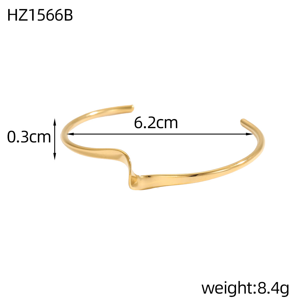 For Unisex Geometric Three-dimensional Bangle In Titanium Steel With 18K Gold Plated PVD Coating