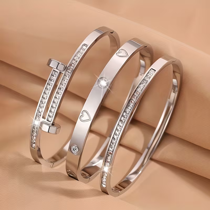 Bohemian Heart Shape Bangle For Super Bowl Featuring 304 Stainless Steel With 18K Real Gold Plated And Zircon Inlay
