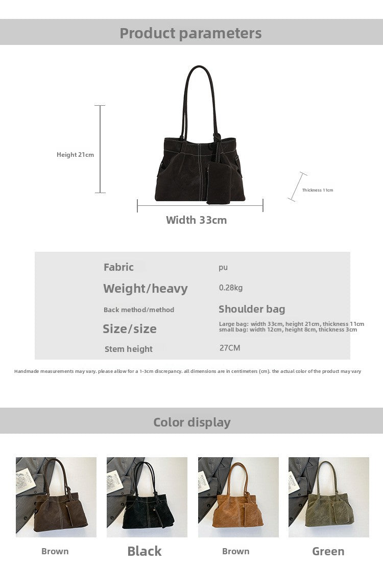 Women’s Square PU Leather Tote Bag With Sewing Thread Detail, Featuring Single Shoulder Strap