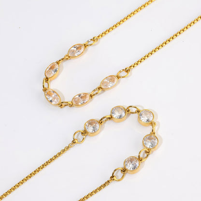 Luxurious Twist Necklace For Unisex Featuring Electroplated Titanium Steel With Zircon Inlay On Twisted Rope Chain