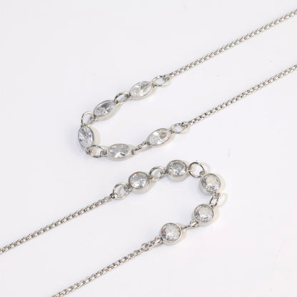 Luxurious Twist Necklace For Unisex Featuring Electroplated Titanium Steel With Zircon Inlay On Twisted Rope Chain