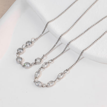 Luxurious Twist Necklace For Unisex Featuring Electroplated Titanium Steel With Zircon Inlay On Twisted Rope Chain