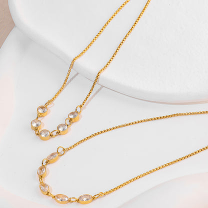 Luxurious Twist Necklace For Unisex Featuring Electroplated Titanium Steel With Zircon Inlay On Twisted Rope Chain