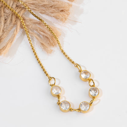 Luxurious Twist Necklace For Unisex Featuring Electroplated Titanium Steel With Zircon Inlay On Twisted Rope Chain