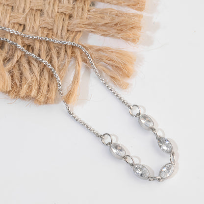 Luxurious Twist Necklace For Unisex Featuring Electroplated Titanium Steel With Zircon Inlay On Twisted Rope Chain