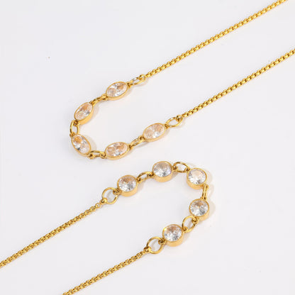 Luxurious Twist Necklace For Unisex Featuring Electroplated Titanium Steel With Zircon Inlay On Twisted Rope Chain