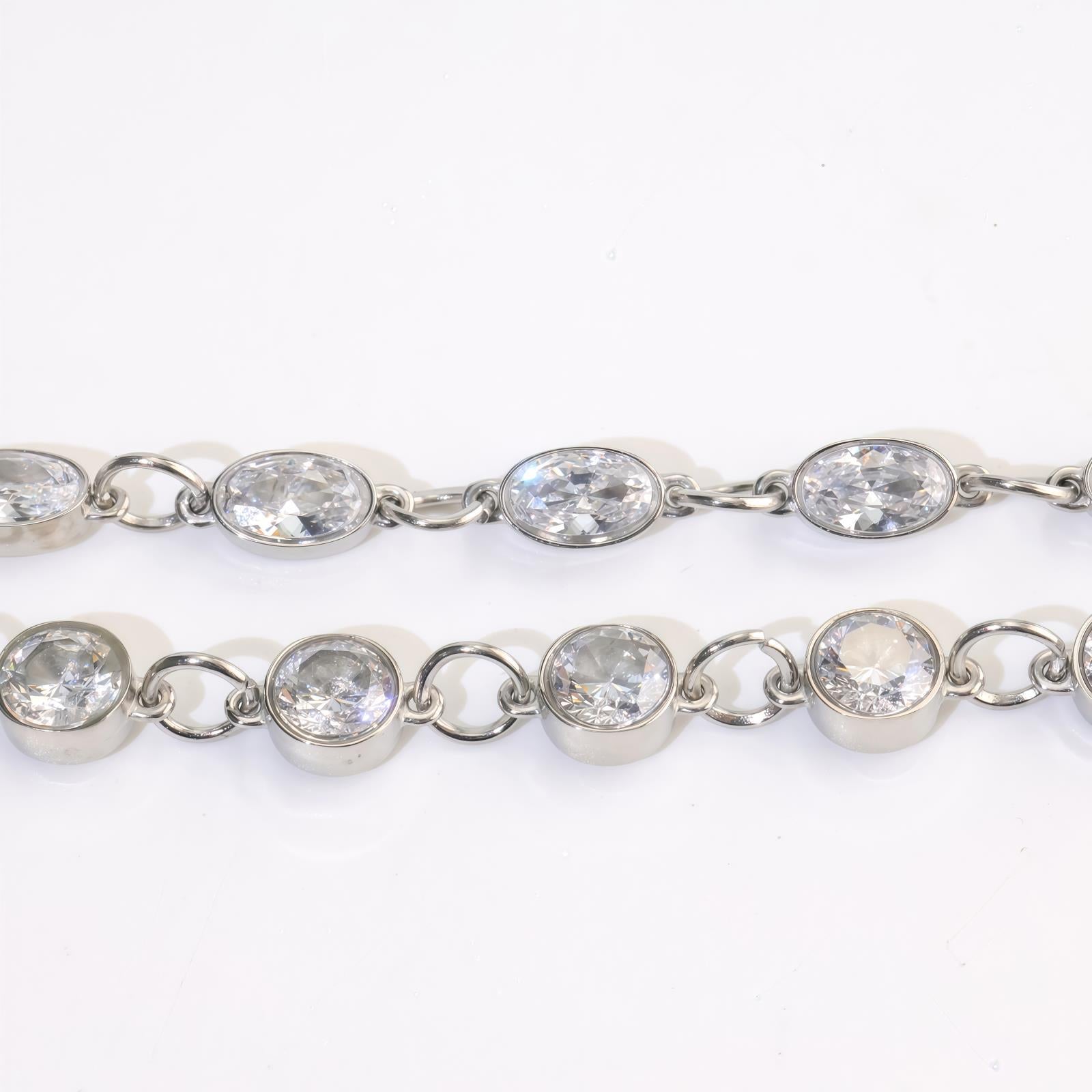 Luxurious Twist Necklace For Unisex Featuring Electroplated Titanium Steel With Zircon Inlay On Twisted Rope Chain