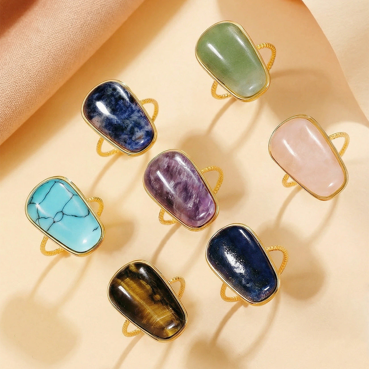 Retro Geometric Ring For Women Featuring Natural Stone With February Birthstone Amethyst Inlay