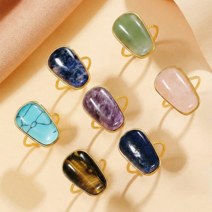 Retro Geometric Ring For Women Featuring Natural Stone With February Birthstone Amethyst Inlay