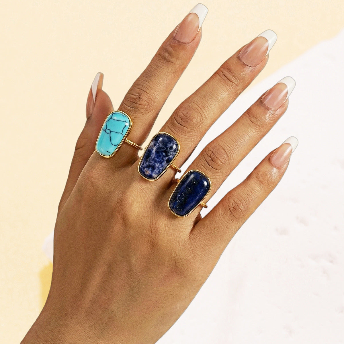 Retro Geometric Ring For Women Featuring Natural Stone With February Birthstone Amethyst Inlay