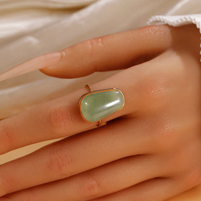 Retro Geometric Ring For Women Featuring Natural Stone With February Birthstone Amethyst Inlay