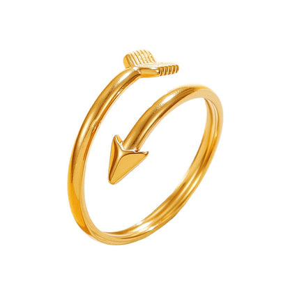 Romantic Feather Open Ring For Women In Golden Metal
