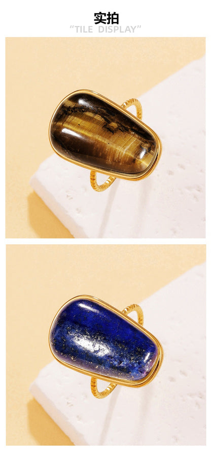 Retro Geometric Ring For Women Featuring Natural Stone With February Birthstone Amethyst Inlay