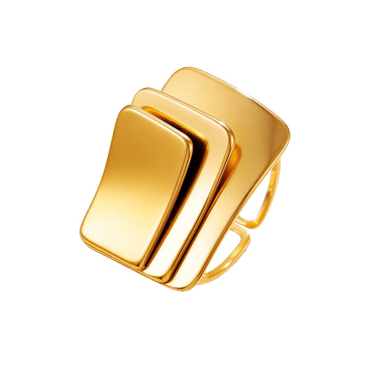 Rectangle Ring For Women In Golden, Perfect For Winter Wear