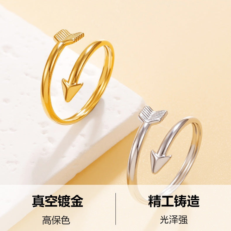 Romantic Feather Open Ring For Women In Golden Metal