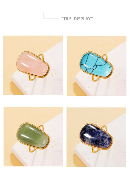 Retro Geometric Ring For Women Featuring Natural Stone With February Birthstone Amethyst Inlay