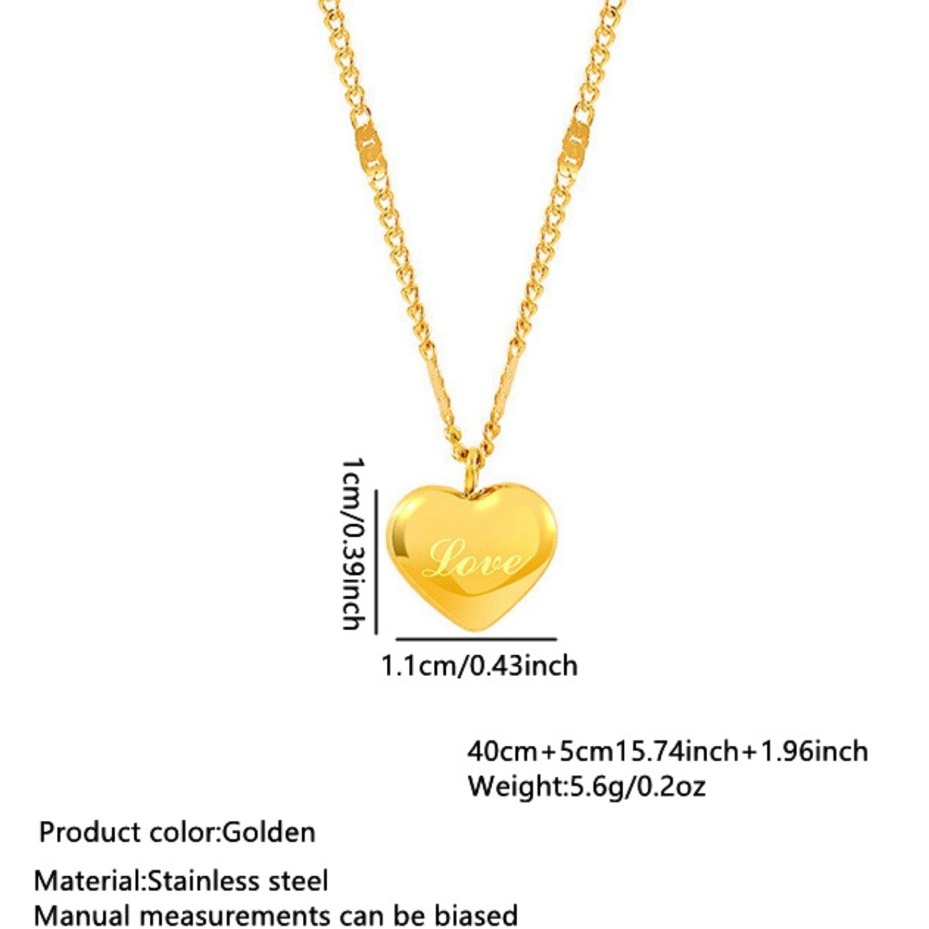 Heart Shape Necklace For Women Featuring Three-dimensional Design In 304 Stainless Steel With 18K Real Gold Plated O Chain