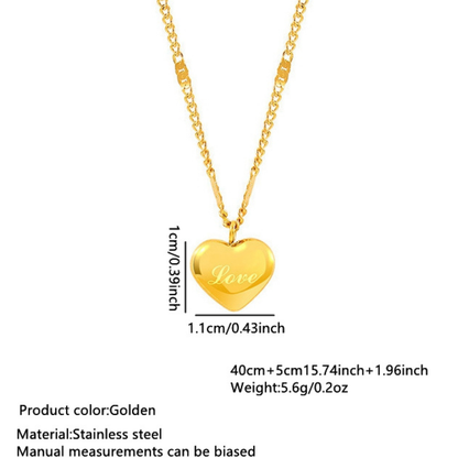 Heart Shape Necklace For Women Featuring Three-dimensional Design In 304 Stainless Steel With 18K Real Gold Plated O Chain