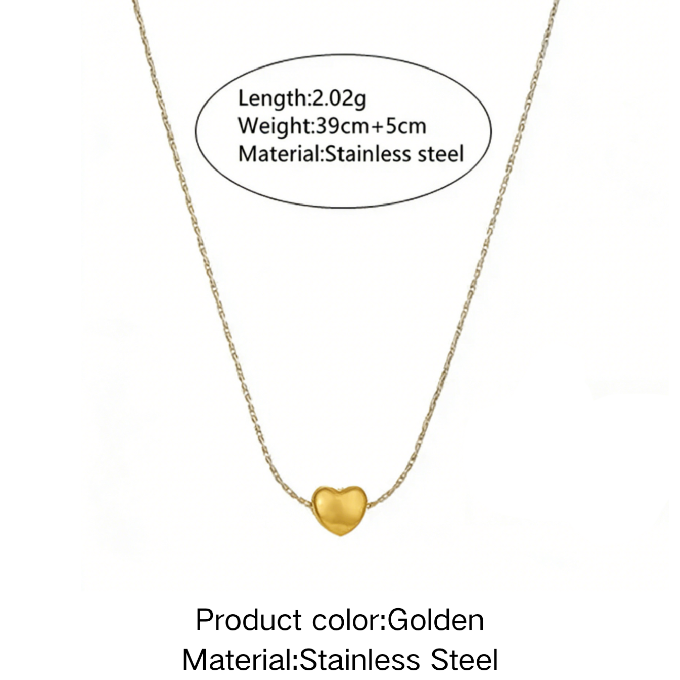 Heart Shape Necklace For Women Featuring Three-dimensional Design In 304 Stainless Steel With 18K Real Gold Plated O Chain