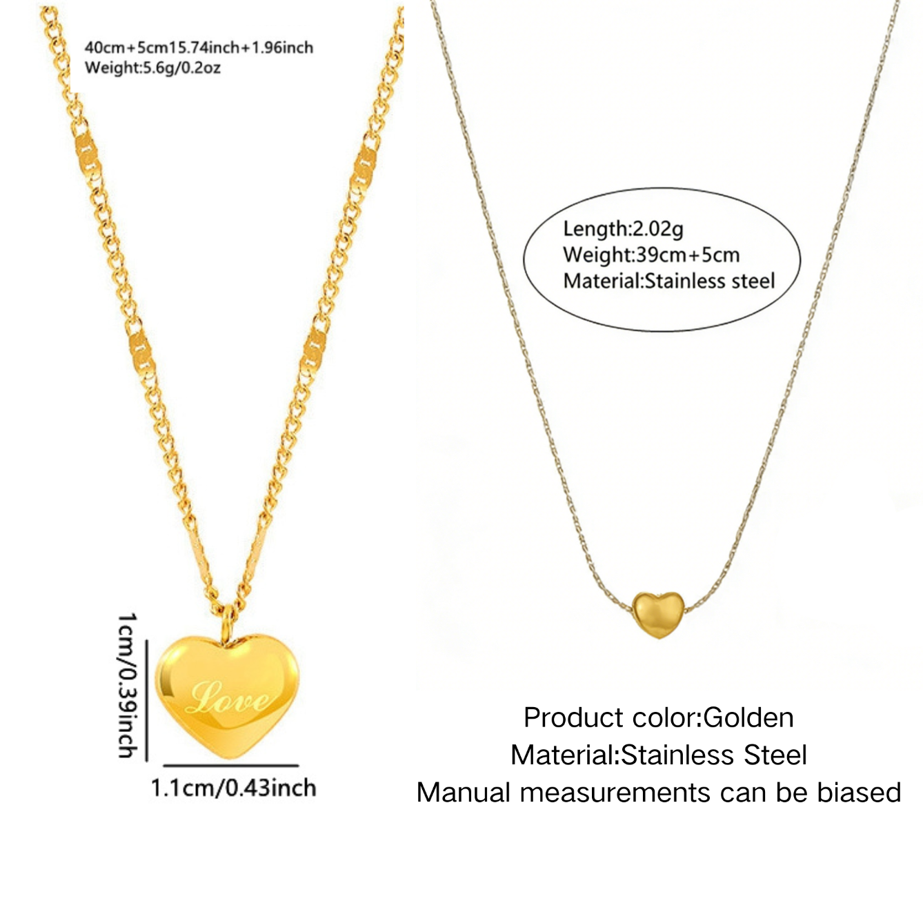 Heart Shape Necklace For Women Featuring Three-dimensional Design In 304 Stainless Steel With 18K Real Gold Plated O Chain