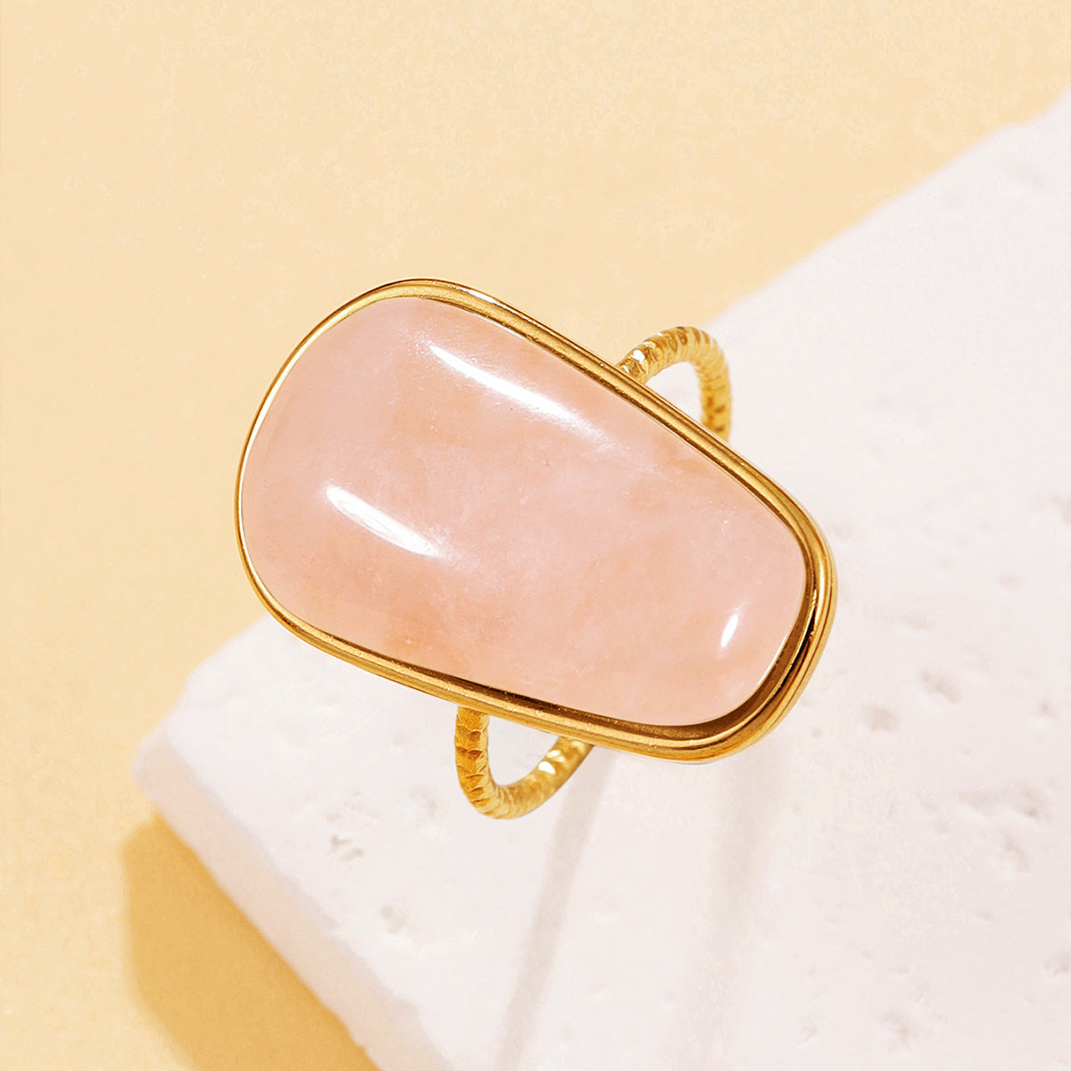 Retro Geometric Ring For Women Featuring Natural Stone With February Birthstone Amethyst Inlay