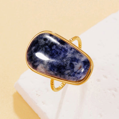 Retro Geometric Ring For Women Featuring Natural Stone With February Birthstone Amethyst Inlay