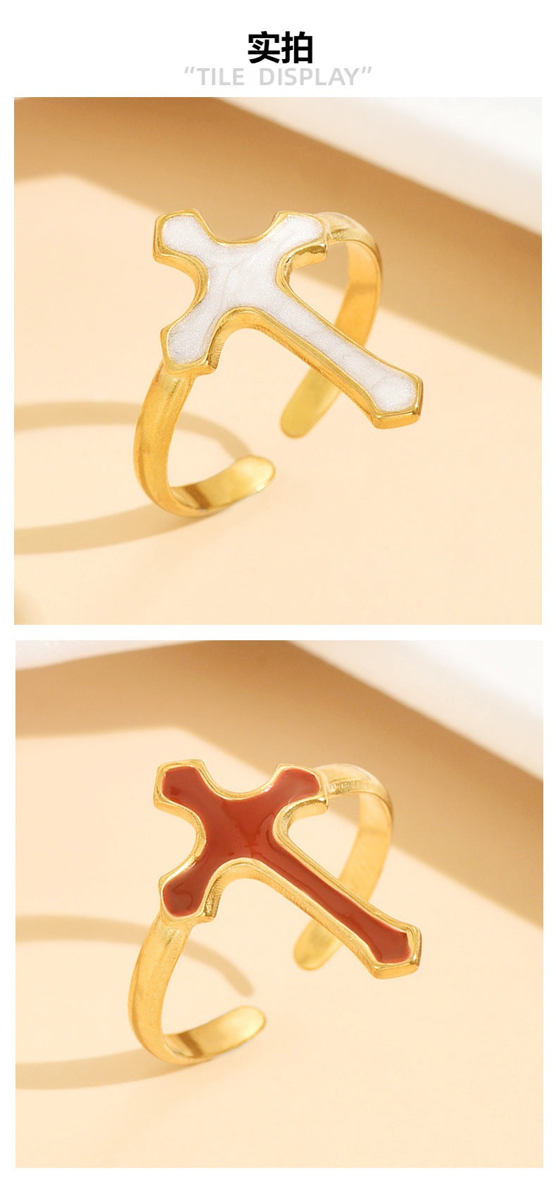 Punk Style Women’s Cross Ring With Black Enamel Finish, Perfect For Bold Fashion Statements
