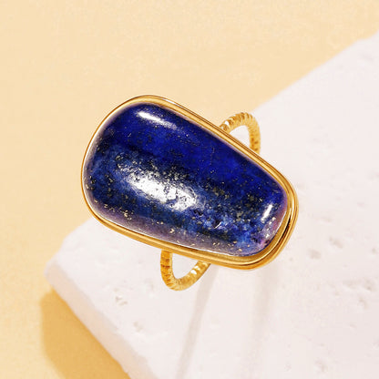 Retro Geometric Ring For Women Featuring Natural Stone With February Birthstone Amethyst Inlay