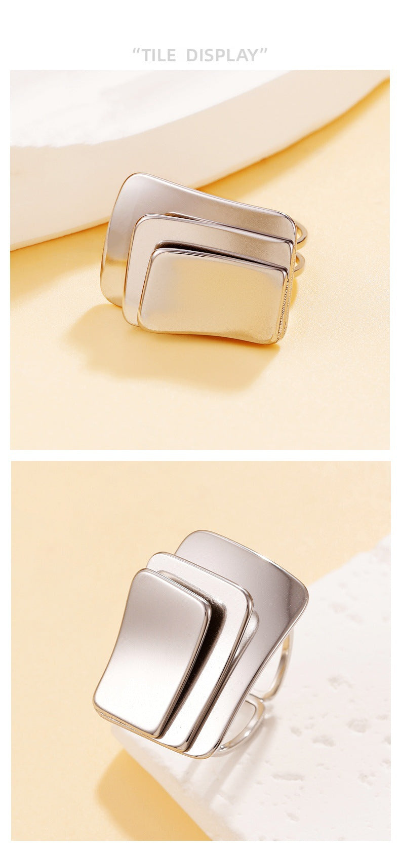 Rectangle Ring For Women In Golden, Perfect For Winter Wear