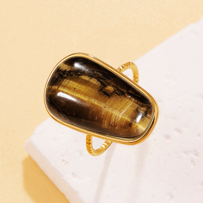 Retro Geometric Ring For Women Featuring Natural Stone With February Birthstone Amethyst Inlay