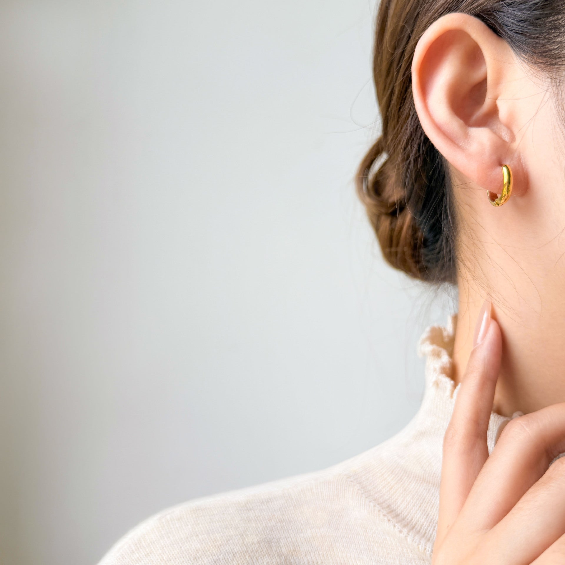 Round Electroplated Earrings For Women In 304 Stainless Steel With 18K Real Gold Plated PVD Coating
