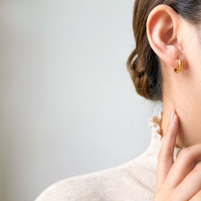 Round Electroplated Earrings For Women In 304 Stainless Steel With 18K Real Gold Plated PVD Coating