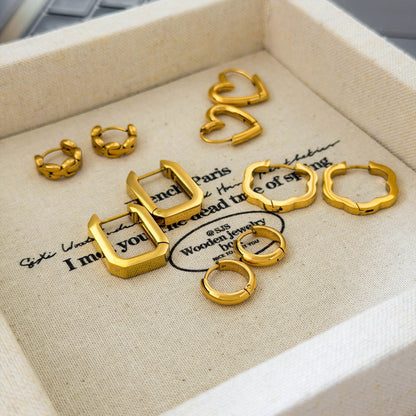 Round Electroplated Earrings For Women In 304 Stainless Steel With 18K Real Gold Plated PVD Coating