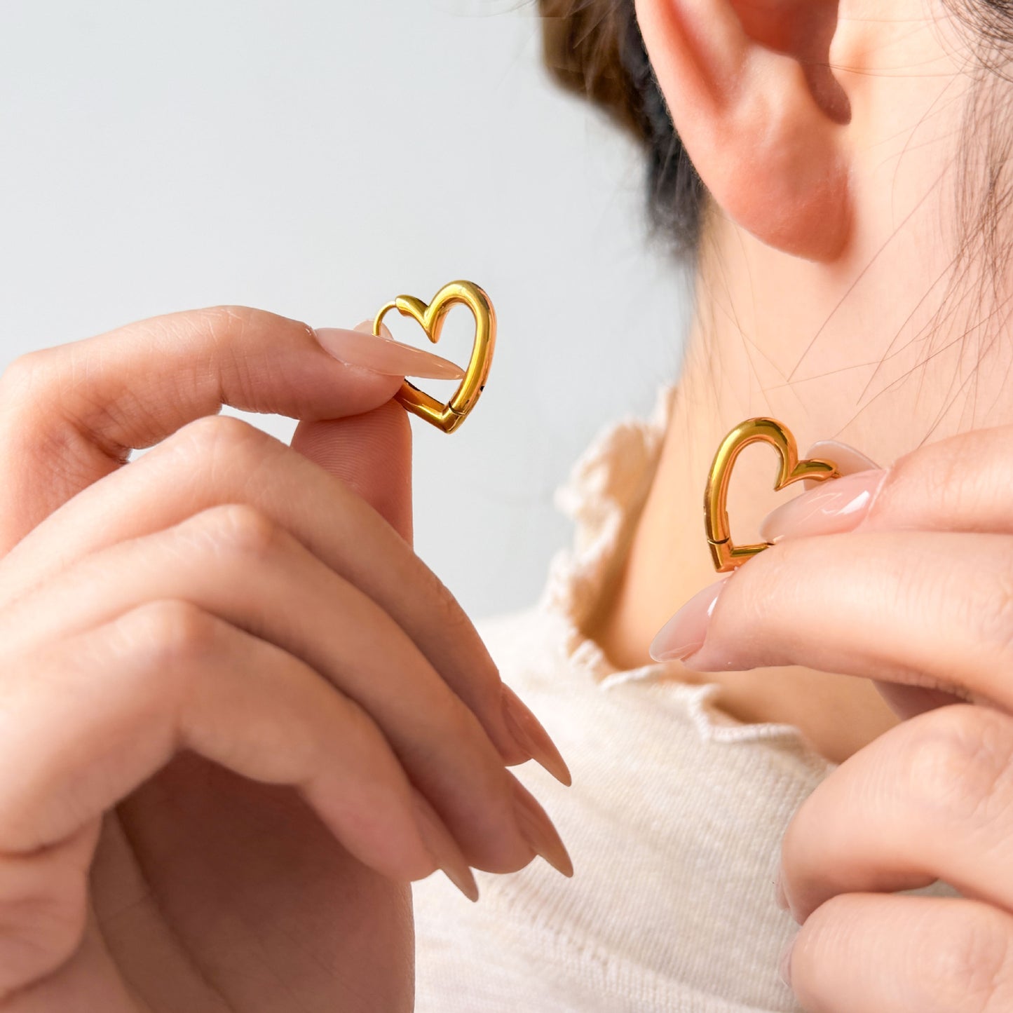 Round Electroplated Earrings For Women In 304 Stainless Steel With 18K Real Gold Plated PVD Coating