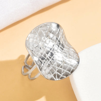 Retro Geometric Open Ring For Women In Steel Color, Stylish And Unique Design