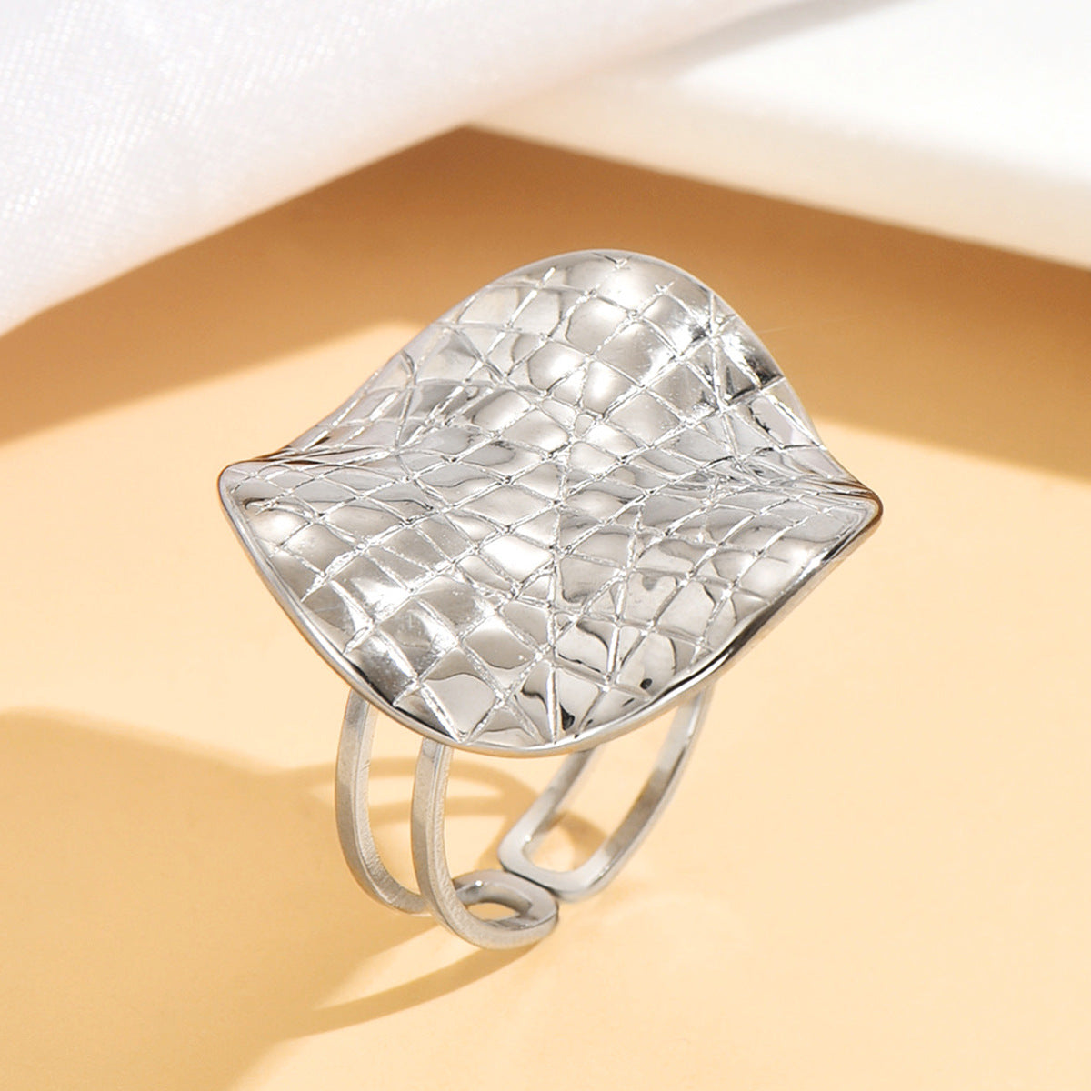 Retro Geometric Open Ring For Women In Steel Color, Stylish And Unique Design