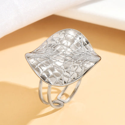 Retro Geometric Open Ring For Women In Steel Color, Stylish And Unique Design