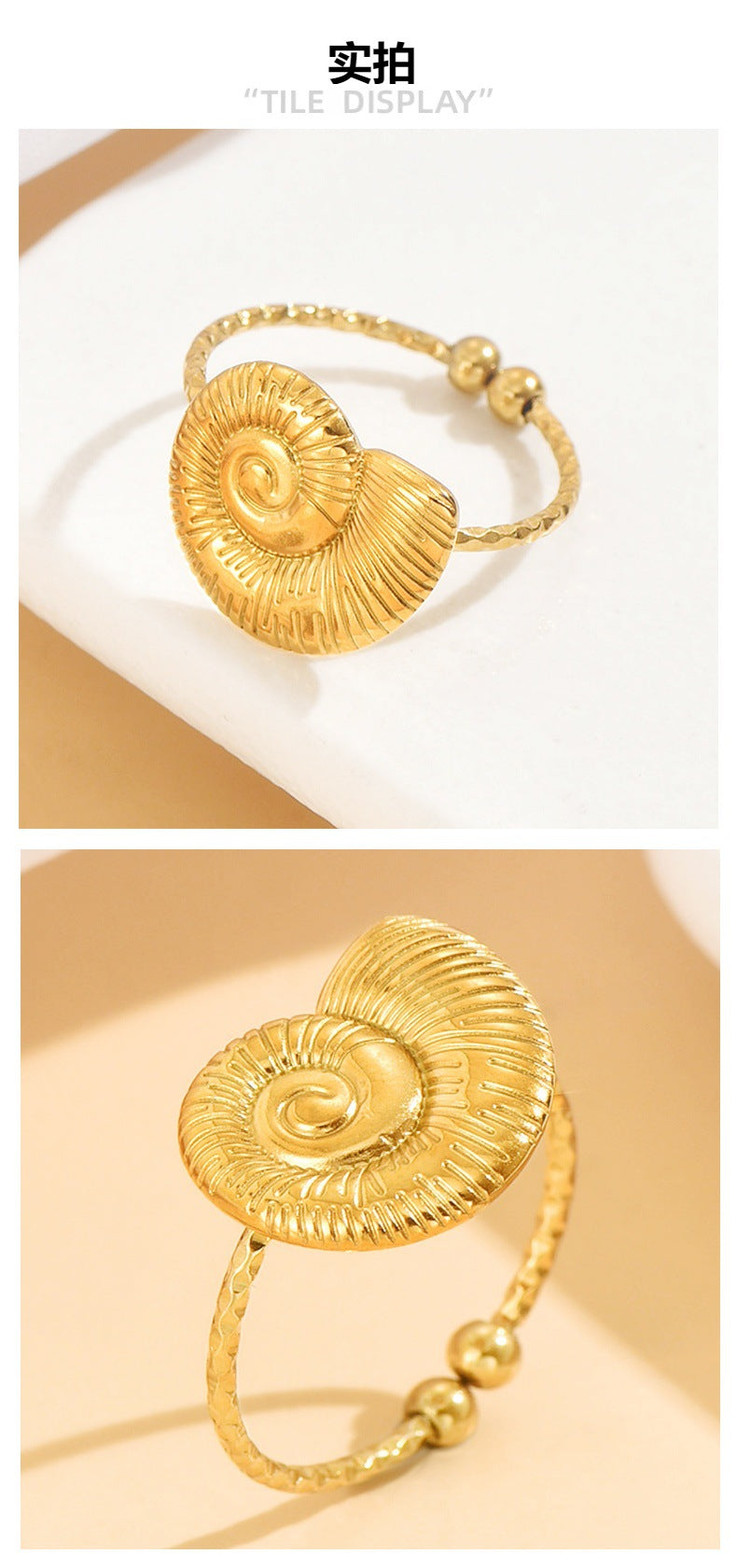 Conch Ring For Women In Ocean Style, Gold Colors