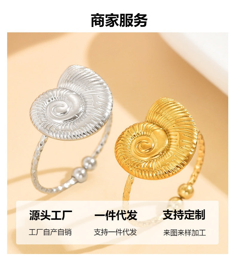 Conch Ring For Women In Ocean Style, Gold Colors