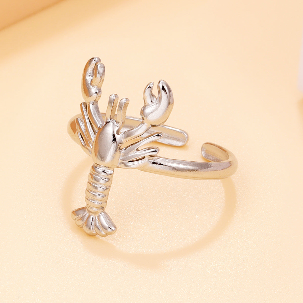 Lobster For Women Marine Style Rings Featuring 18K Real Gold Plated PVD Coated Finish