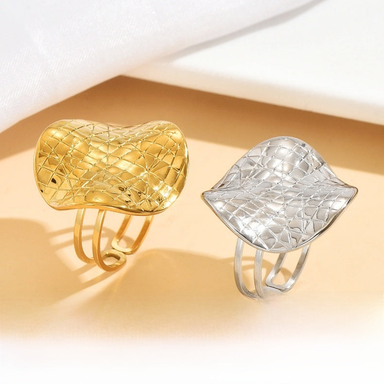 Retro Geometric Open Ring For Women In Steel Color, Stylish And Unique Design