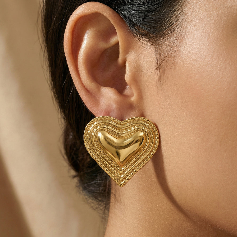 Polka Dots Stud Earrings For Valentine's Day, Casual Style, 304 Stainless Steel With Golden Plated And Acrylic Pearl Inlay