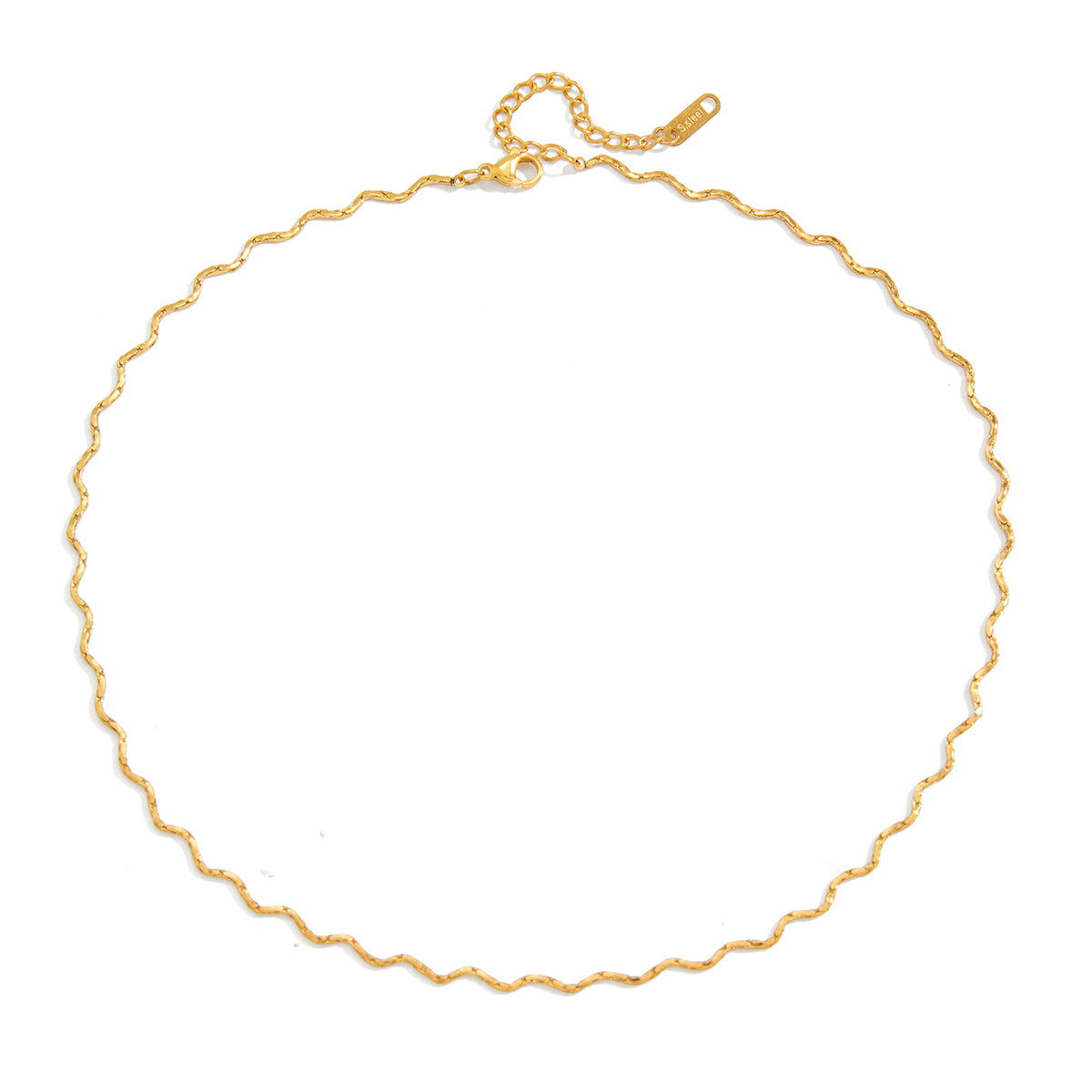 Waves Necklace For Women In 304 Stainless Steel With Waterproof Non Tarnish Finish And 18K Real Gold Plated Singapore Chain