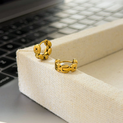Round Electroplated Earrings For Women In 304 Stainless Steel With 18K Real Gold Plated PVD Coating