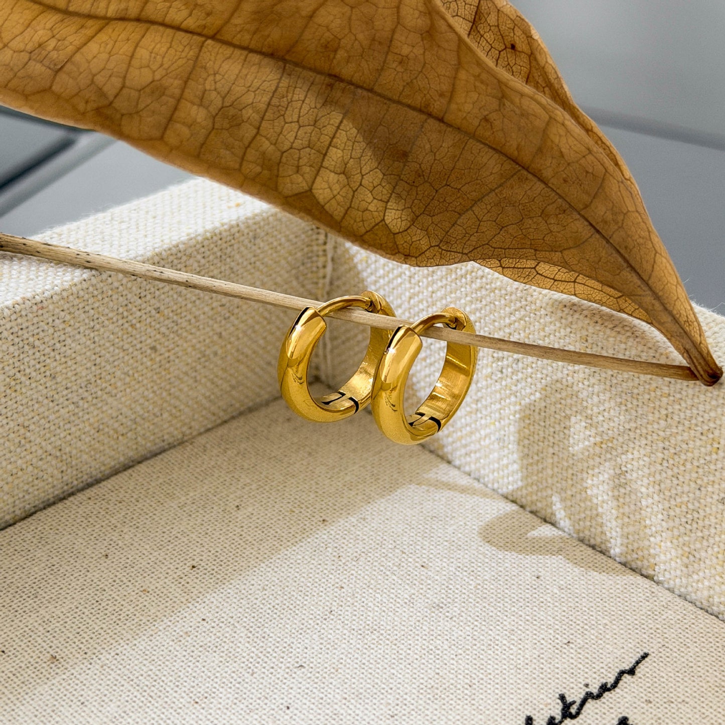 Round Electroplated Earrings For Women In 304 Stainless Steel With 18K Real Gold Plated PVD Coating