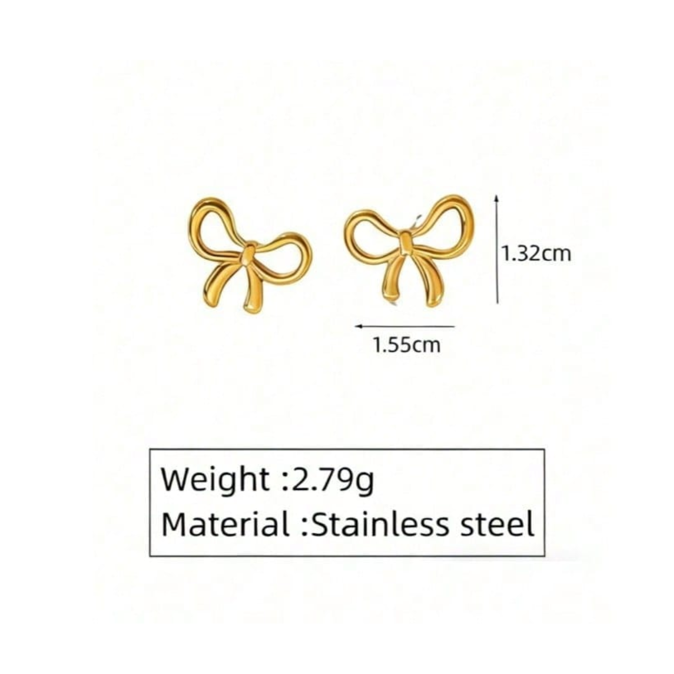 Sweet Bow Tie Jewelry Set For Women In 304 Stainless Steel With 18K Real Gold Plated O Chain