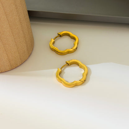 Round Electroplated Earrings For Women In 304 Stainless Steel With 18K Real Gold Plated PVD Coating